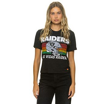 Women's Aviator Nation Black Las Vegas Raiders Boxy Boyfriend Tri-Blend T-Shirt