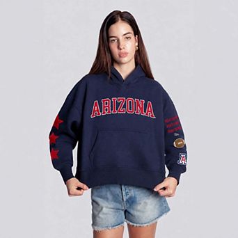Women's Hype and Vice Navy Arizona Wildcats Cropped Spirit Hoodie