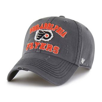 Men's '47 Black Philadelphia Flyers Seymoore Distressed Applique Clean Up Adjustable Hat
