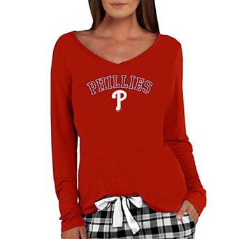 Women's Concepts Sport Red Philadelphia Phillies Marathon Knit Long Sleeve V-Neck T-Shirt