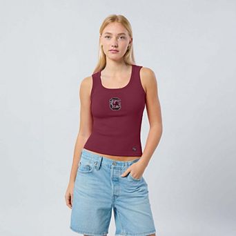 Women's Hype and Vice Garnet South Carolina Gamecocks Primary Logo Ribbed Tank Top