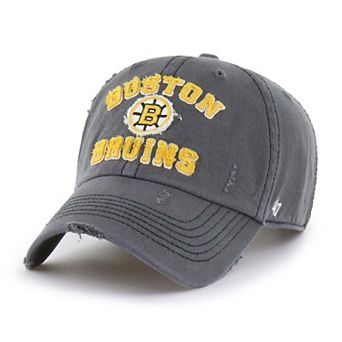 Men's '47 Black Boston Bruins Seymoore Distressed Applique Clean Up Adjustable Hat
