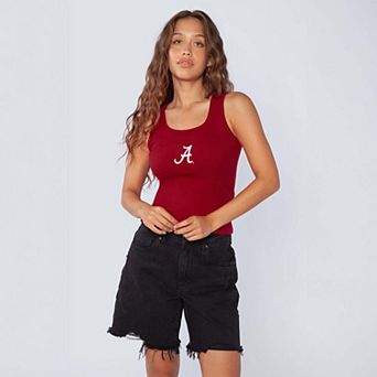 Women's Hype and Vice Crimson Alabama Crimson Tide Primary Logo Ribbed Tank Top
