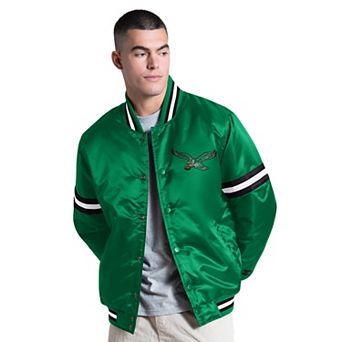 Men's Starter Kelly Green Philadelphia Eagles Courtside Varsity Retro Logo Full Snap Jacket
