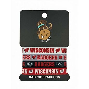 Hip Heads Wisconsin Badgers Four-Pack of Hair Tie Bracelets