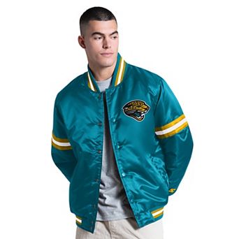 Men's Starter Teal Jacksonville Jaguars Courtside Varsity Retro Logo Full Snap Jacket