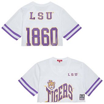 Women's Mitchell & Ness White LSU Tigers Cropped Fashion Jersey