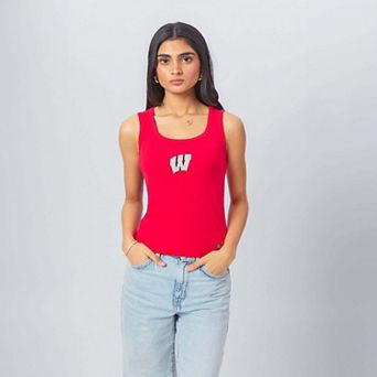 Women's Hype and Vice Red Wisconsin Badgers Primary Logo Ribbed Tank Top