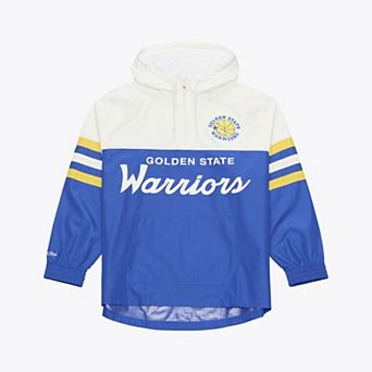 Men's Mitchell & Ness Royal Golden State Warriors Head Coach Lightweight Anorak Quarter-Zip Windbreaker