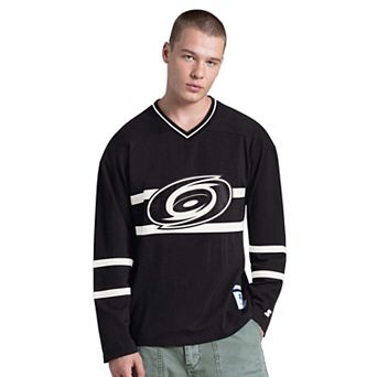 Men's Starter Black Carolina Hurricanes Line Up Long Sleeve V-Neck T-Shirt