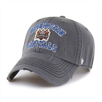 Men's '47 Black Washington Capitals Seymoore Distressed Applique Clean Up Adjustable Hat