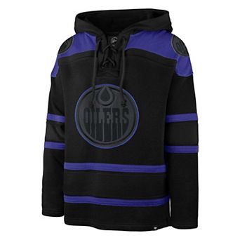 Men's '47 Black Edmonton Oilers Fall Color Pop Lacer Hoodie