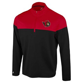 Men's Antigua Black/Red Ottawa Senators Hinder Quarter-Zip Pullover