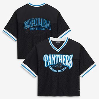 Women's The Wild Collective Black Carolina Panthers Lace Fashion Jersey T-Shirt