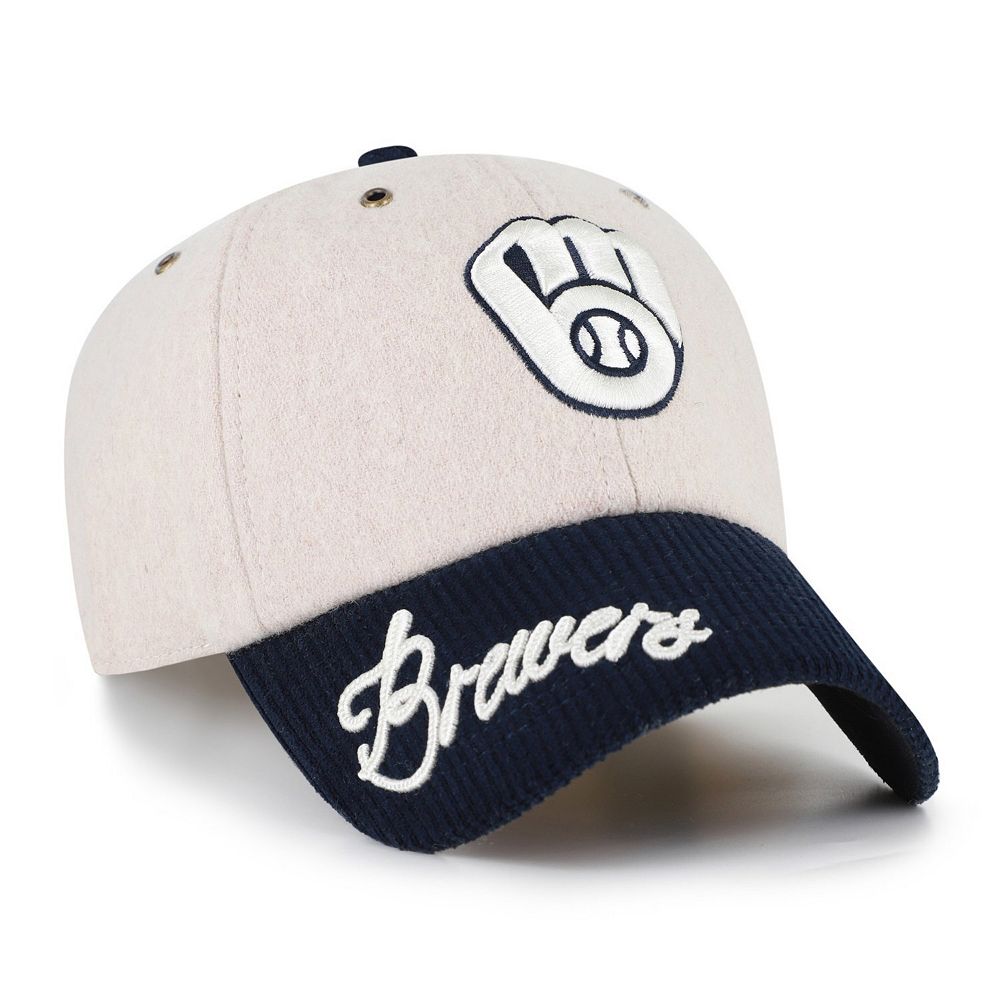 Men's '47 Natural/Navy Milwaukee Brewers Rope Script Clean Up ...