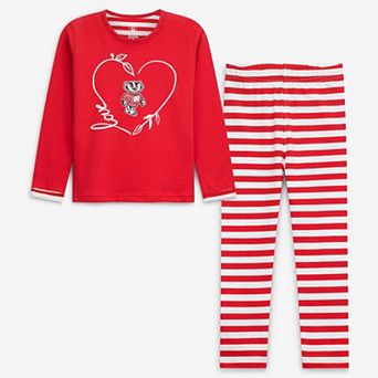 Girls Toddler Wes & Willy Red Wisconsin Badgers 2 pc Long Sleeve Top and Pants Set