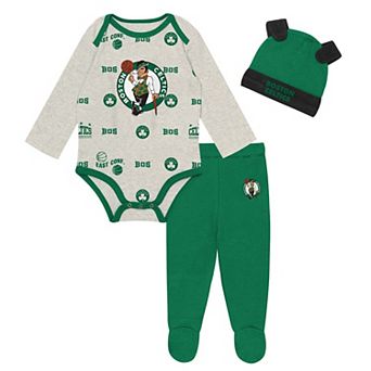 "Newborn & Infant Outerstuff Boston Celtics Pinch Post Bodysuit, Pants & Cuffed Knit Hat Set"