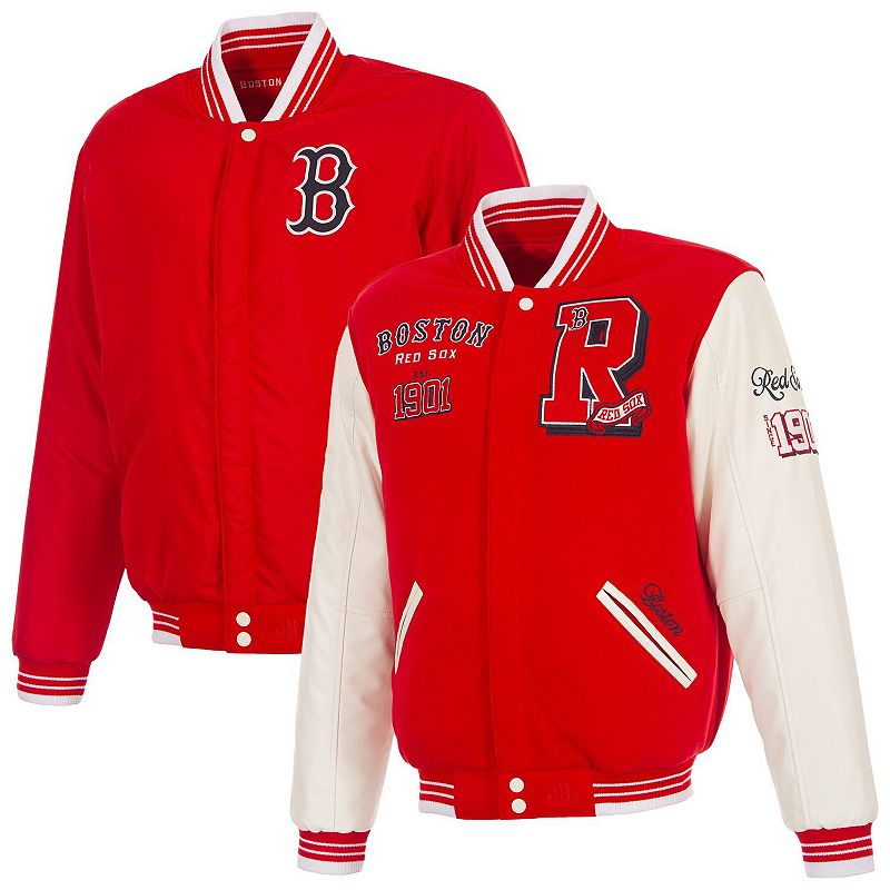 Men's JH Design Red Boston Red Sox Reversible Varsity Jacket,
