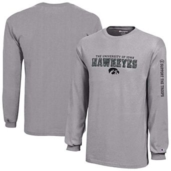 Youth Champion Heather Gray Iowa Hawkeyes Operation Hat Trick Long Sleeve T-Shirt