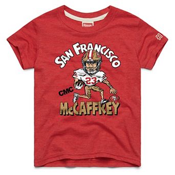 Youth Homage Christian McCaffrey Scarlet San Francisco 49ers Caricature T-Shirt