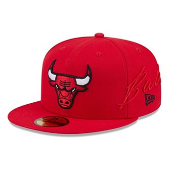 Men's New Era Red Chicago Bulls Side Script 59FIFTY Fitted Hat