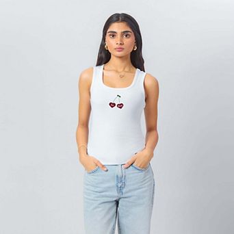 Women's Hype and Vice White Arizona State Sun Devils Cropped Cherry Ribbed Tank Top