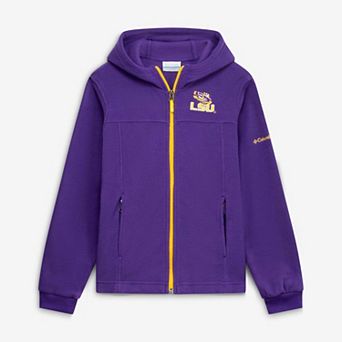 Youth Columbia Purple LSU Tigers Flanker Fleece Full-Zip Hoodie