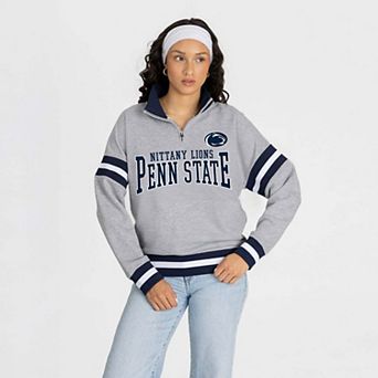 Women's Gameday Couture Gray Penn State Nittany Lions Hold the Line Quarter-Zip Pullover
