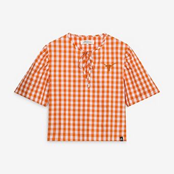 Women's Gameday Social Texas Orange Texas Longhorns All-Over Gingham Blouse