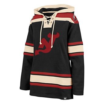 Women's '47 Black New Jersey Devils Superior Lacer Pullover Hoodie