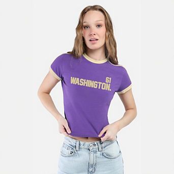 Women's Hype and Vice Purple Washington Huskies Cropped Goalie Baby T-Shirt