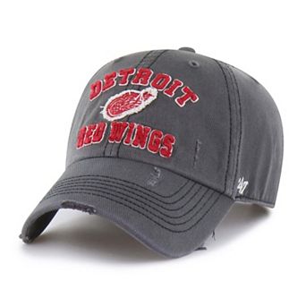 Men's '47 Black Detroit Red Wings Seymoore Distressed Applique Clean Up Adjustable Hat
