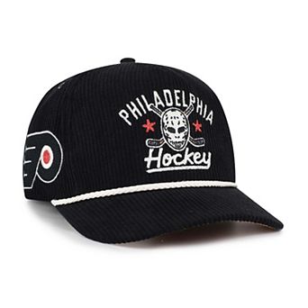 Men's '47 Black Philadelphia Flyers Hockey Mask Corduroy Rope Hitch Adjustable Hat