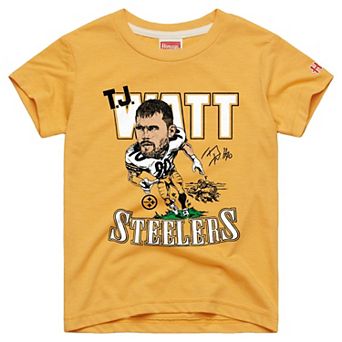 Youth Homage T.J. Watt Gold Pittsburgh Steelers Caricature T-Shirt