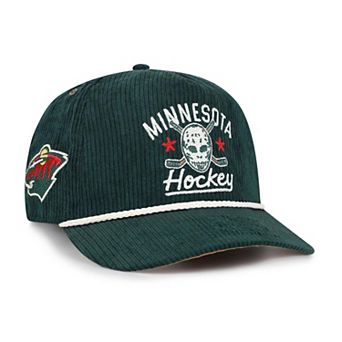 Men's '47 Green Minnesota Wild Hockey Mask Corduroy Rope Hitch Adjustable Hat