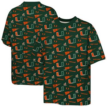 Youth Outerstuff Green Miami Hurricanes Scramble All Over Print T-Shirt