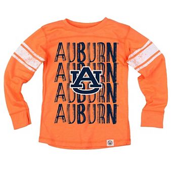 Youth Wes & Willy Orange Auburn Tigers Long Sleeve Football Jersey T-Shirt