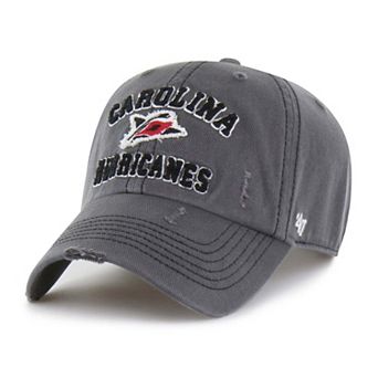 Men's '47 Black Carolina Hurricanes Seymoore Distressed Applique Clean Up Adjustable Hat