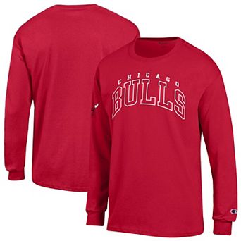 Men's Champion Red Chicago Bulls Jersey Long Sleeve T-Shirt