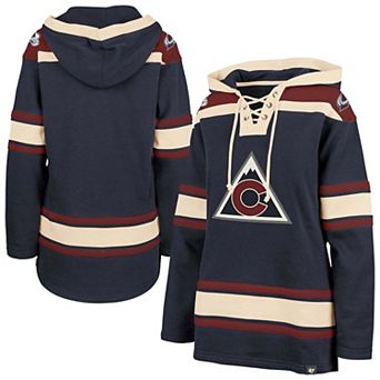 Women's '47 Navy Colorado Avalanche Superior Lacer Pullover Hoodie