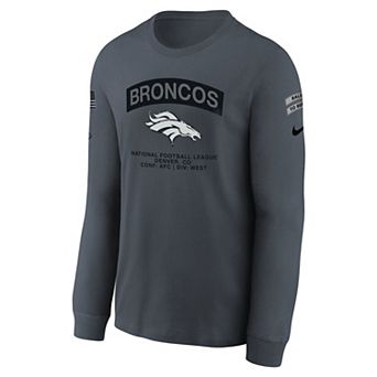 Youth Nike Gray Denver Broncos 2026 Salute to Service Sideline Long Sleeve T-Shirt