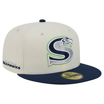 Men's New Era Cream/College Navy Seattle Seahawks Deceptor 59FIFTY Fitted Hat