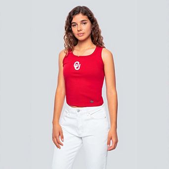 Women's Hype and Vice Crimson Oklahoma Sooners Primary Logo Ribbed Tank Top