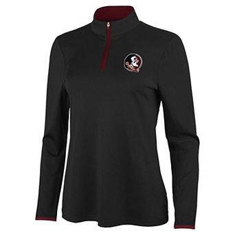 Women's Antigua Black/Garnet Florida State Seminoles Brink Quarter-Zip Pullover