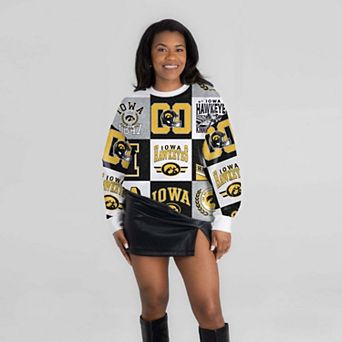Women's Gameday Couture Black Iowa Hawkeyes Highlight Reel Patchwork Long Sleeve Pullover