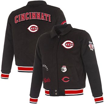 Women's JH Design Black Cincinnati Reds Reversible Wool Full-Snap Jacket