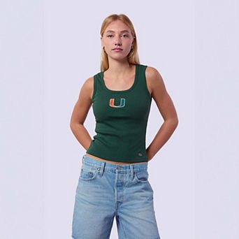 Women's Hype and Vice Green Miami Hurricanes Primary Logo Ribbed Tank Top