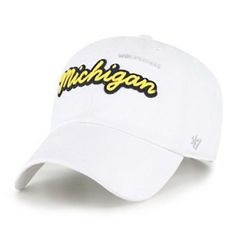 Women's '47 White Michigan Wolverines Trendy Script Clean Up Adjustable Hat