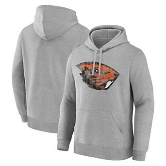 Men's Logo Athletic Heather Gray Oregon State Beavers Primary Logo Fleece Pullover Hoodie