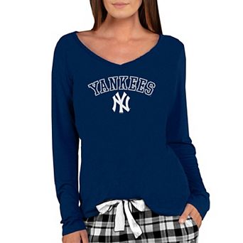 Women's Concepts Sport Navy New York Yankees Marathon Knit Long Sleeve V-Neck T-Shirt